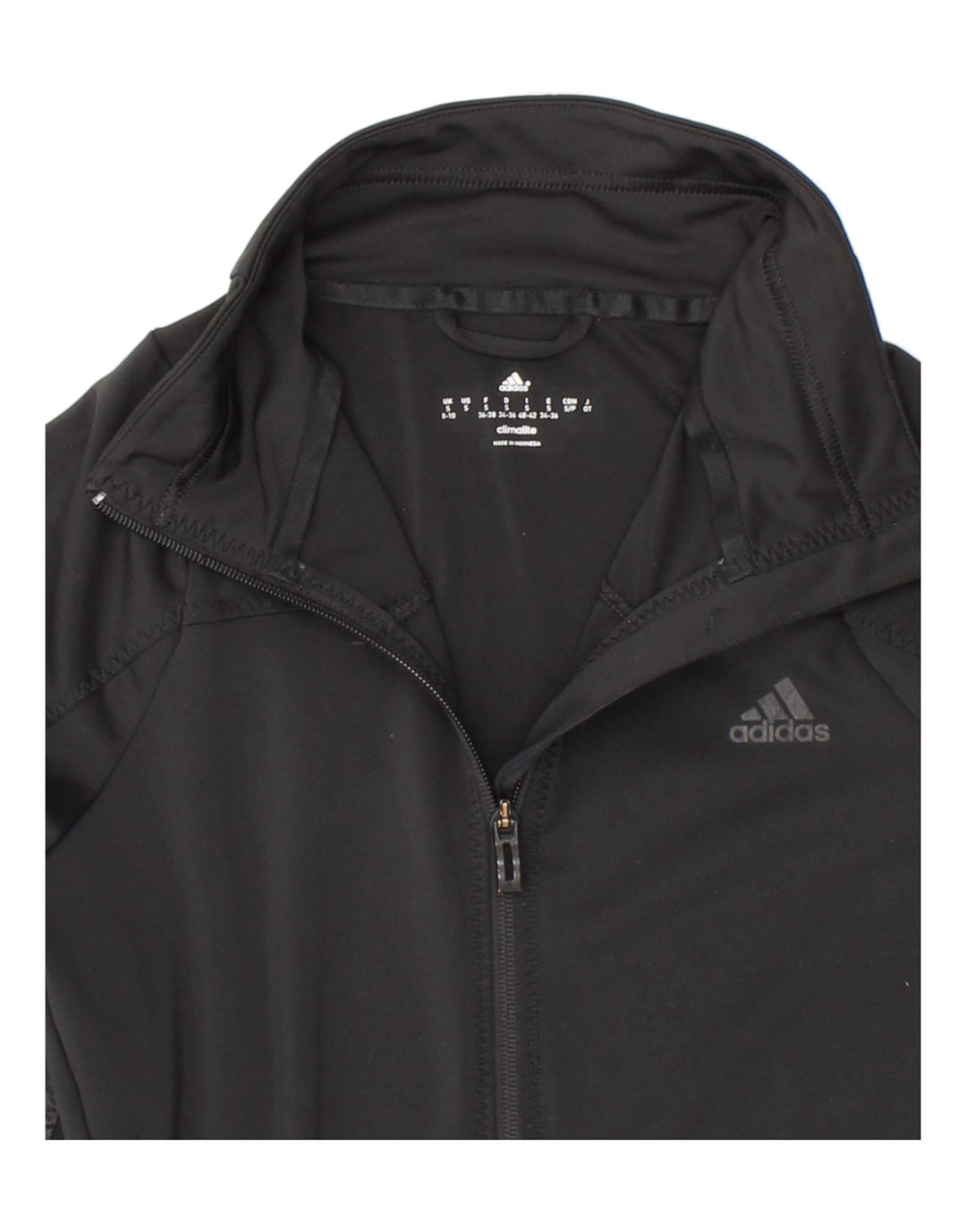 ADIDAS Womens Climalite Tracksuit Top Jacket UK 8/10 Small Black Polyester Vintage Adidas and Second-Hand Adidas from Messina Hembry 