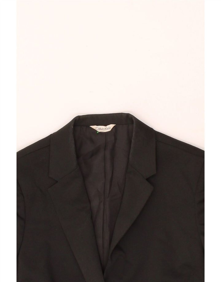 CALVIN KLEIN Womens 1 Button Blazer Jacket UK 6 XS Black Polyester Vintage Calvin Klein and Second-Hand Calvin Klein from Messina Hembry 