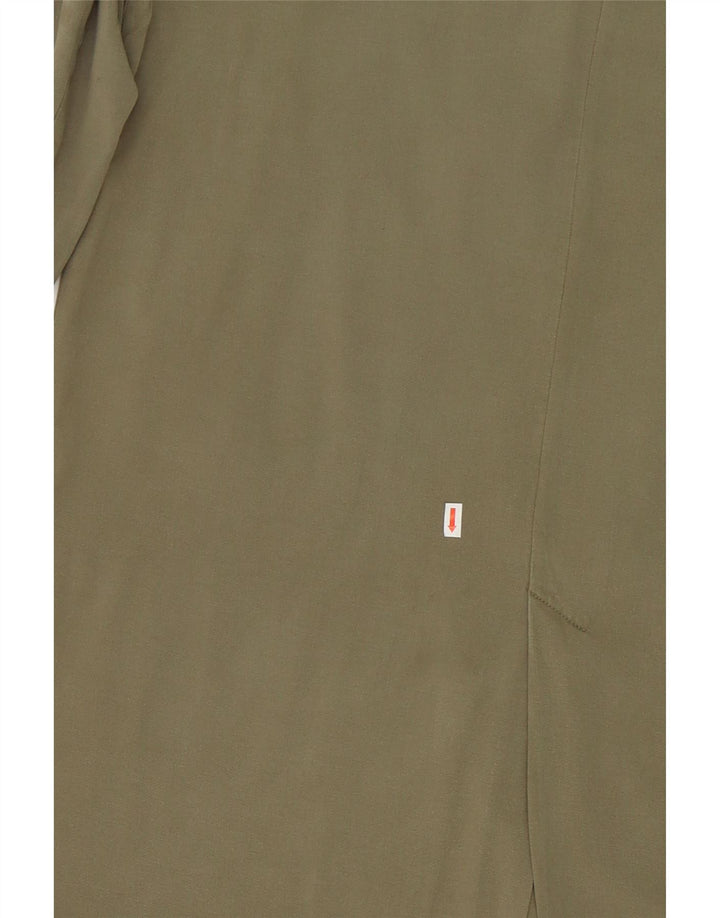 ZARA Womens Overcoat UK 14 Medium Green Lyocell Vintage Zara and Second-Hand Zara from Messina Hembry 