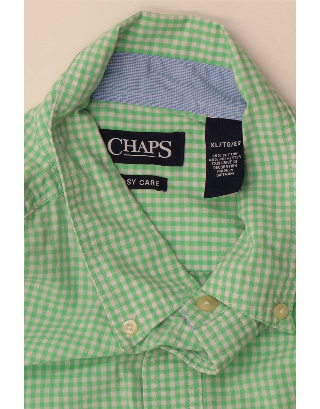 Chaps Herre Easy Care Shirt XL Grøn Gingham Cotton
