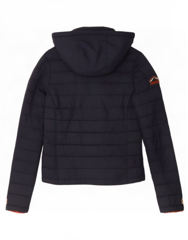 Superdry Womens Hooded Padded Jacket UK 6 XS Navy Blue Polyester