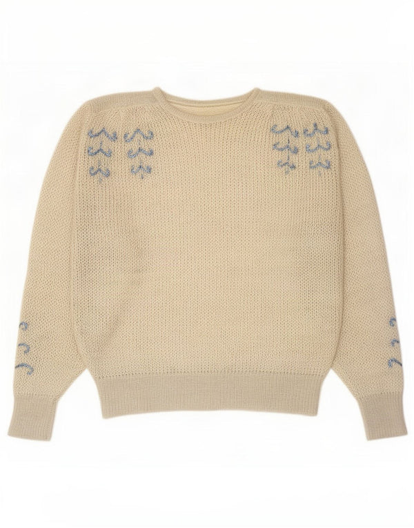 Vintage Womens Boat Neck Jumper Sweater UK 16 Large Beige Flecked