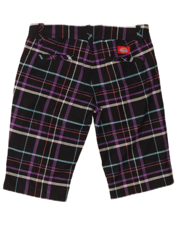 Dickies Bermuda Chino Shorts til kvinder US 3 XS W28 sort ternet bomuld