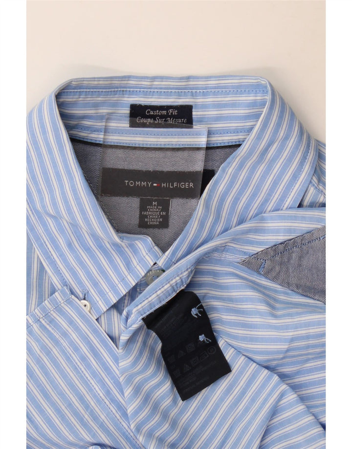 Tommy Hilfiger Herre Custom Fit skjorte mellemblå nålestribet bomuld