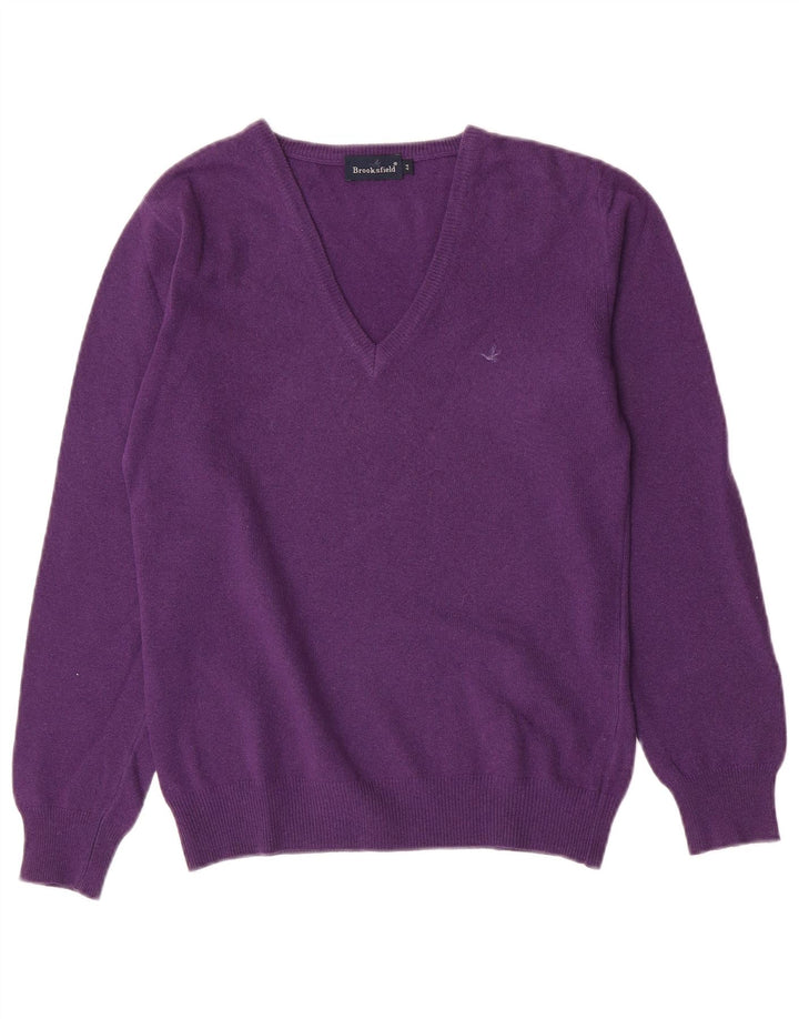 Brooksfield Dame V-hals sweater IT 44 Medium Lilla Uld