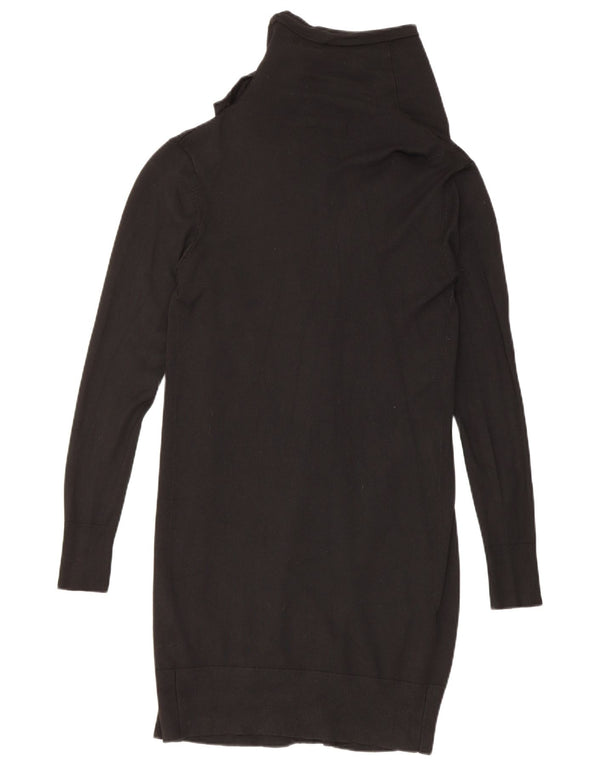 Zara Womens Longline Cardigan Sweater UK 12 Medium Black Viscose