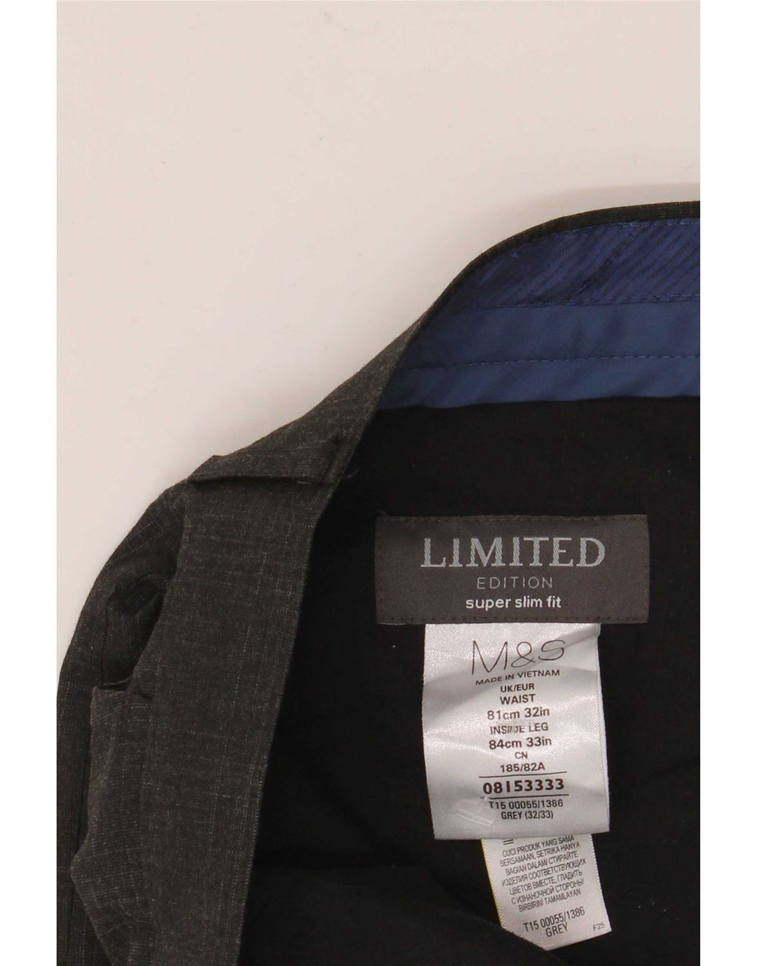 Marks & Spencer Herre Super Slim Fit Suit Bukser W32 L33 Grå ternet