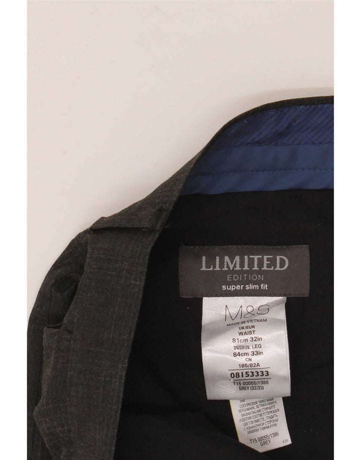 Marks & Spencer Herre Super Slim Fit Suit Bukser W32 L33 Grå ternet