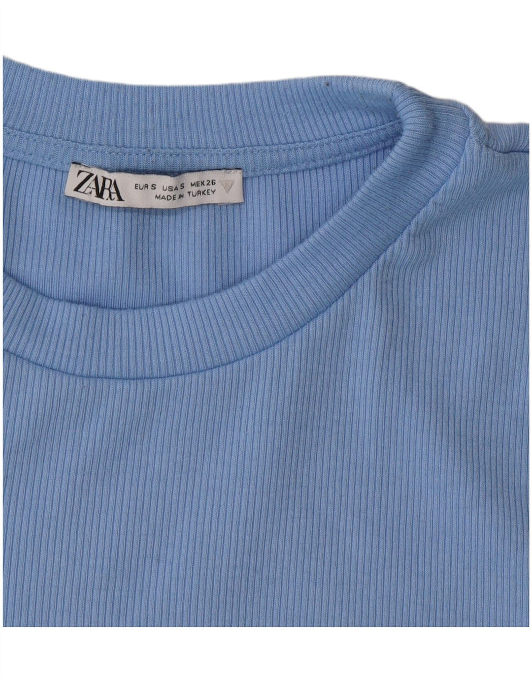 Zara Kvinders Cropped T-Shirt Top UK 10 Small Blå