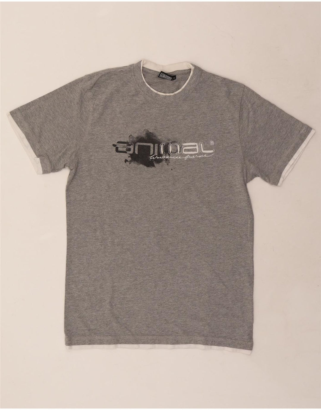 ANIMAL Herre grafisk T-shirt top mellemgrå bomuld