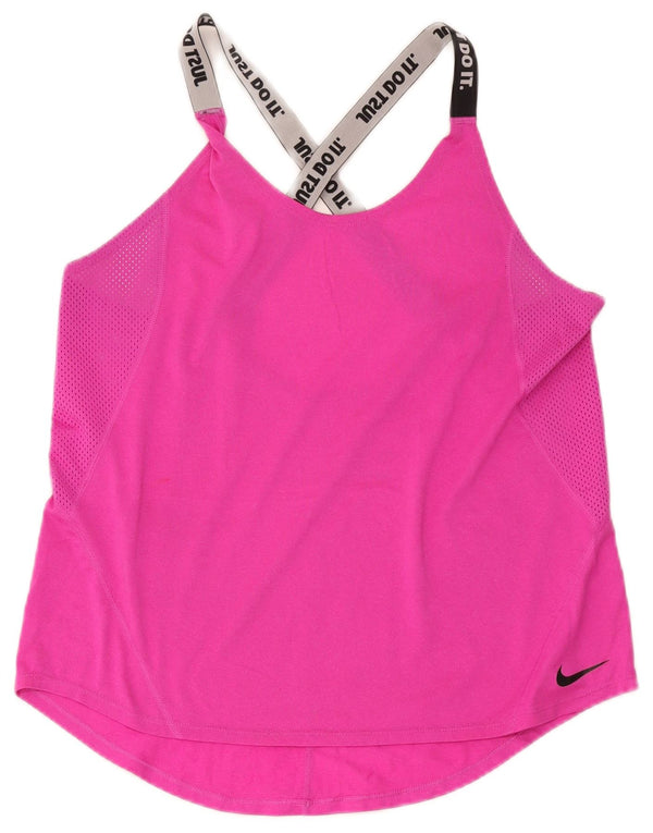 Nike Dame Dri Fit Crop Grafisk Vest Top UK 14 Large Pink