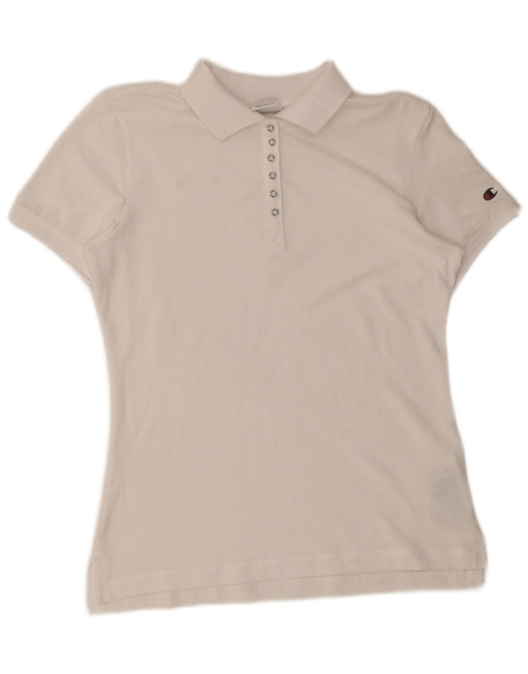 Champion Dame Polo Shirt UK 12 Medium White Bomuld
