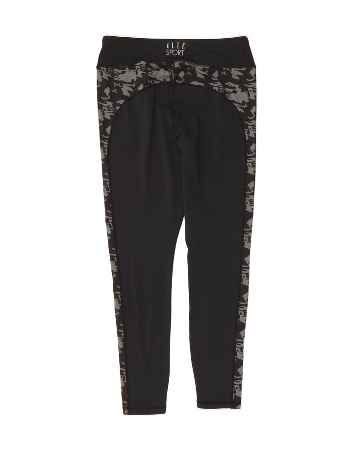ELLE SPORT Womens Graphic Leggings UK 18 XL  Black Polyester Vintage Elle Sport and Second-Hand Elle Sport from Messina Hembry 