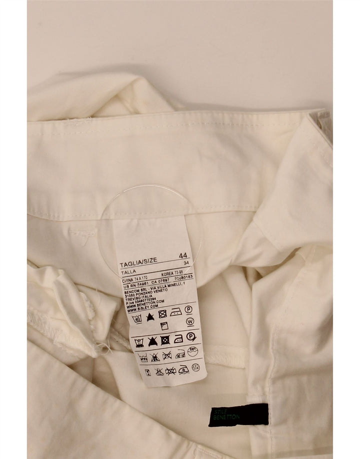 Benetton Dame Capri Bukser IT 44 Medium W31 L22 Hvid Bomuld