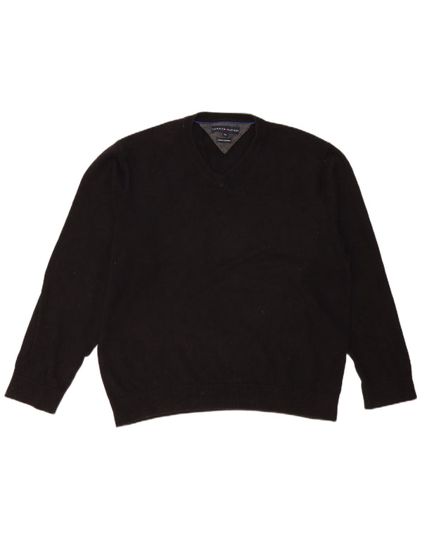 Tommy Hilfiger Herre V-hals sweater 2XL Sort Bomuld
