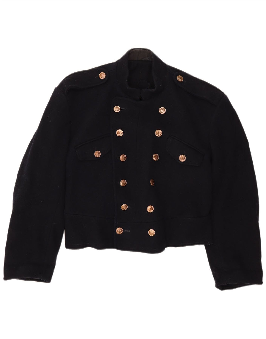Vintage Kvinder Military Bolero Jacket UK 12 Medium Navy Blue
