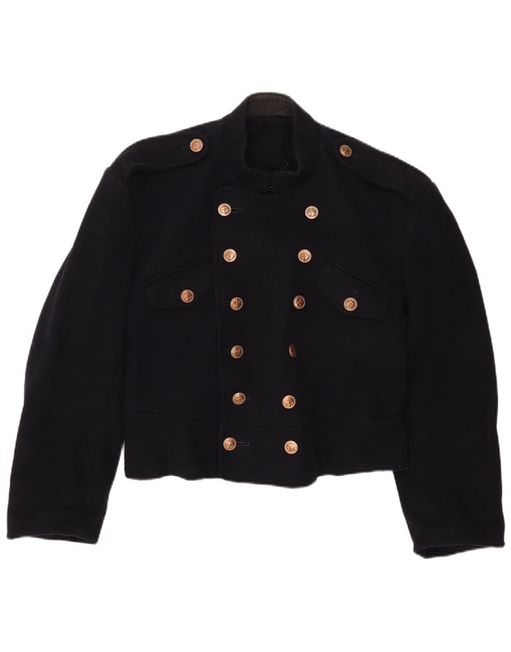 Vintage Kvinder Military Bolero Jacket UK 12 Medium Navy Blue