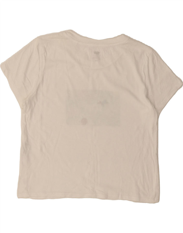 LEVI'S Womens Crop Graphic T-Shirt Top UK 12 Medium White Vintage Levi's and Second-Hand Levi's from Messina Hembry 
