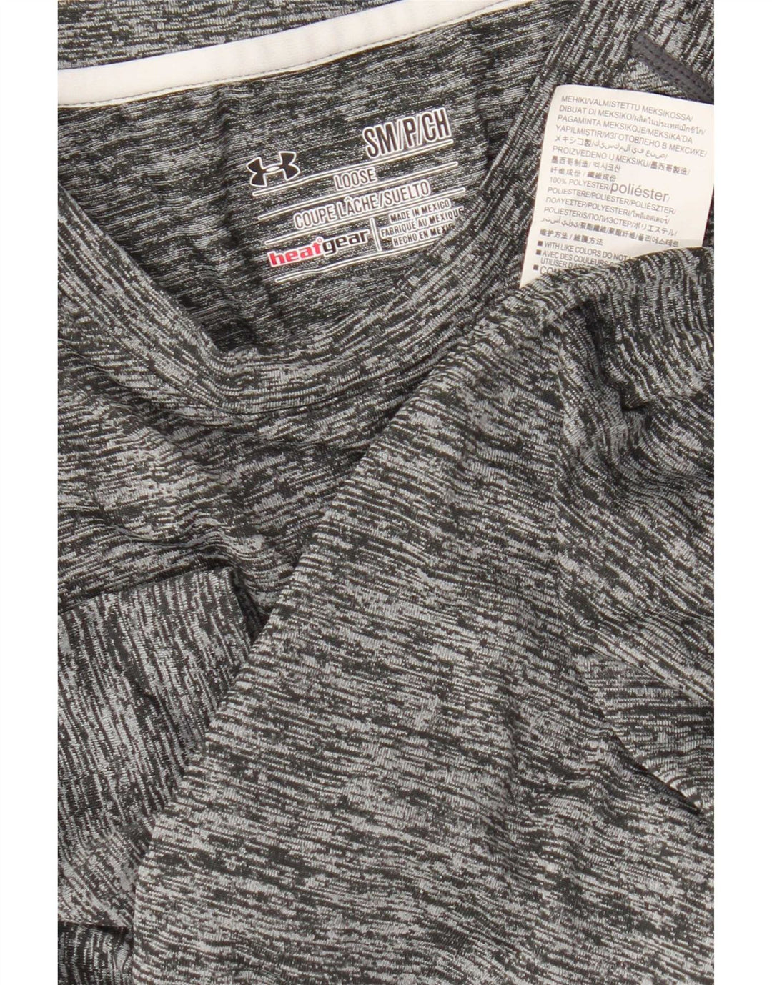 Under Armour Herre Heat Gear T-Shirt Top Lille Grå Flecked Polyester