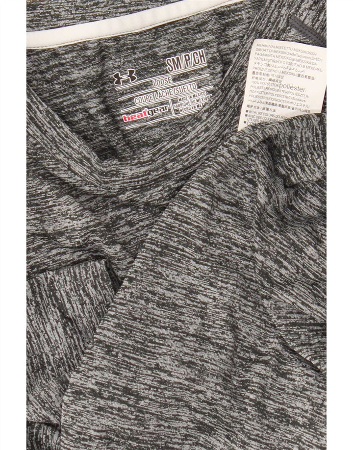 Under Armour Herre Heat Gear T-Shirt Top Lille Grå Flecked Polyester