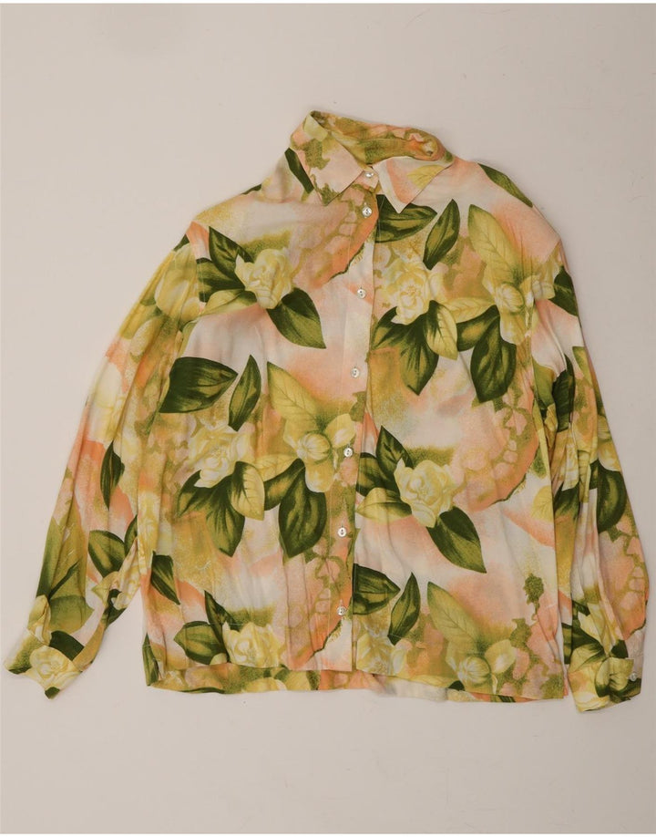 VINTAGE Dameskjorte UK 10 Small Yellow Floral