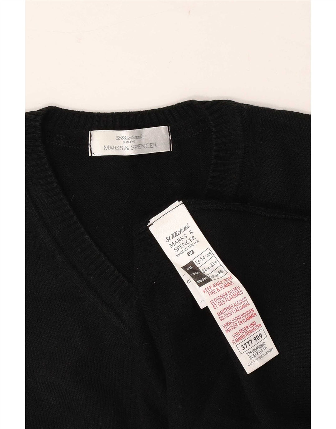 Marks & Spencer Boys V-hals sweater 13-14 år sort akryl