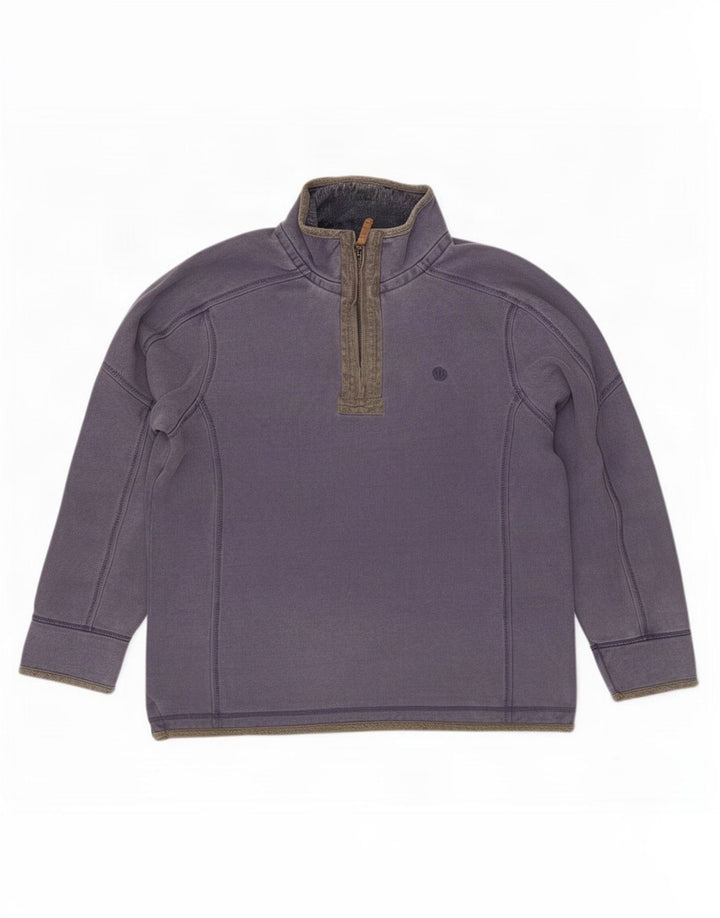 Fat Face Herre Zip Neck Sweatshirt Jumper Stor Blå Bomuld