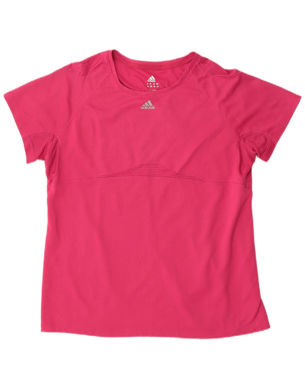 Adidas Dame T-Shirt Top UK 18 XL Pink Polyester