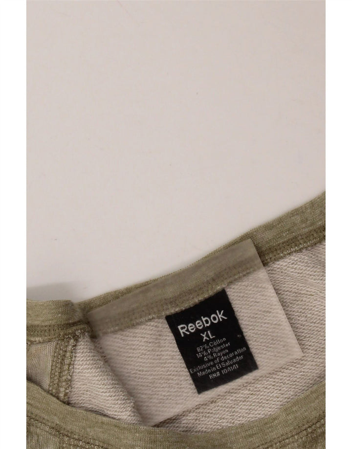 Reebok Dame Oversized Sweatshirt Jumper UK 18 XL Khaki Flecked Bomuld