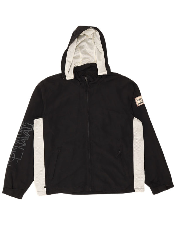 MURPHY & NYE Grafisk regnjakke med hætte til mænd UK 36 Small Black Colourblock