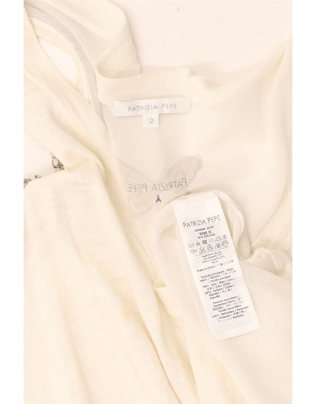 Patrizia Pepe Dame Oversized Off Shoulder Top US 2 XS White Flax