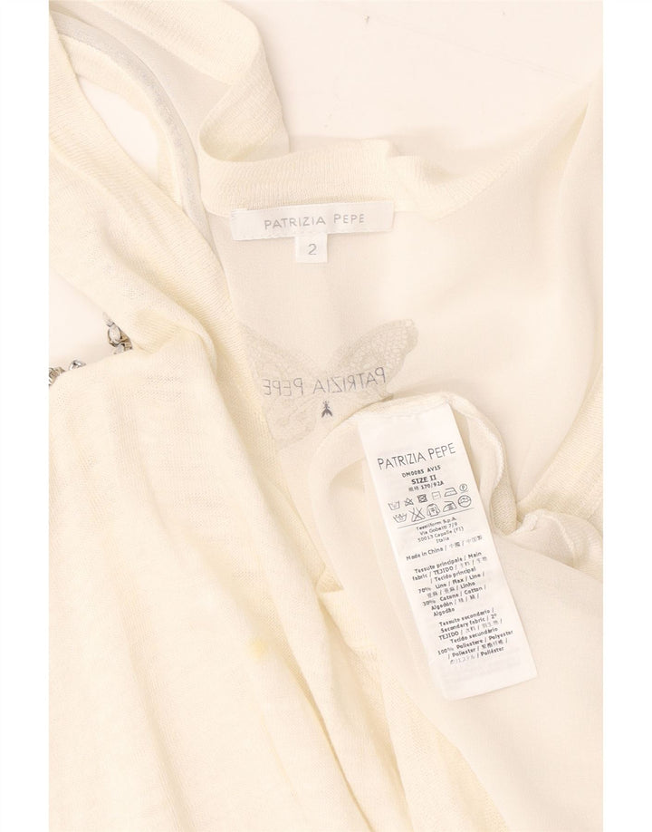 Patrizia Pepe Dame Oversized Off Shoulder Top US 2 XS White Flax