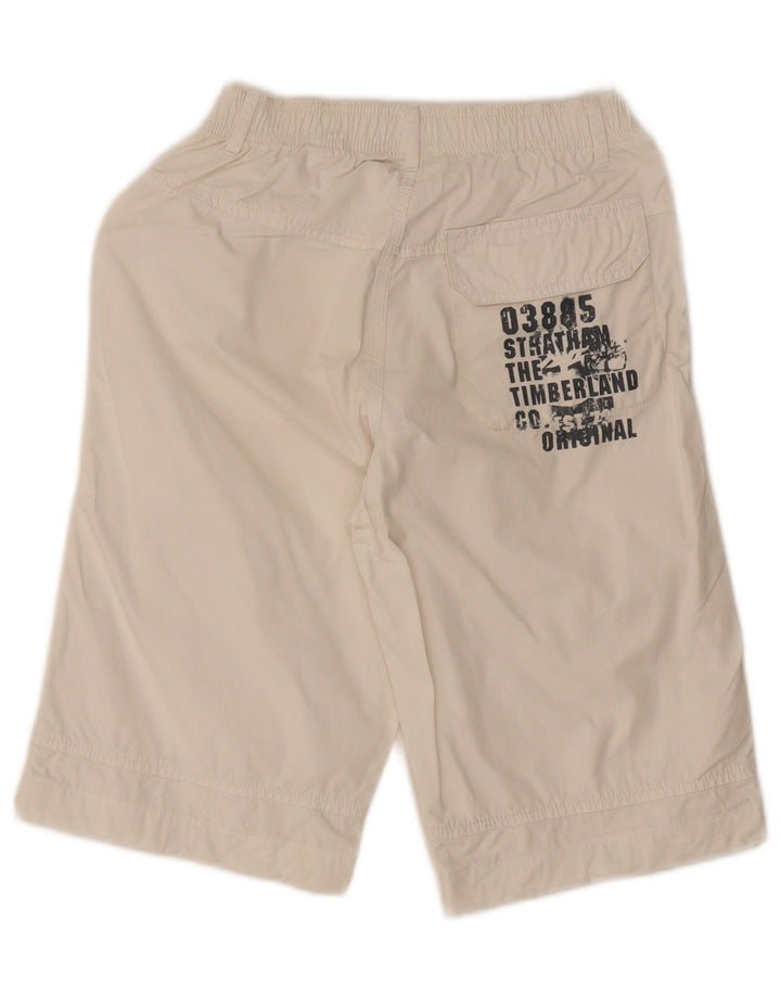 Timberland Boys Graphic Cargo Bermuda Shorts 9-10 år W26 Hvid Bomuld