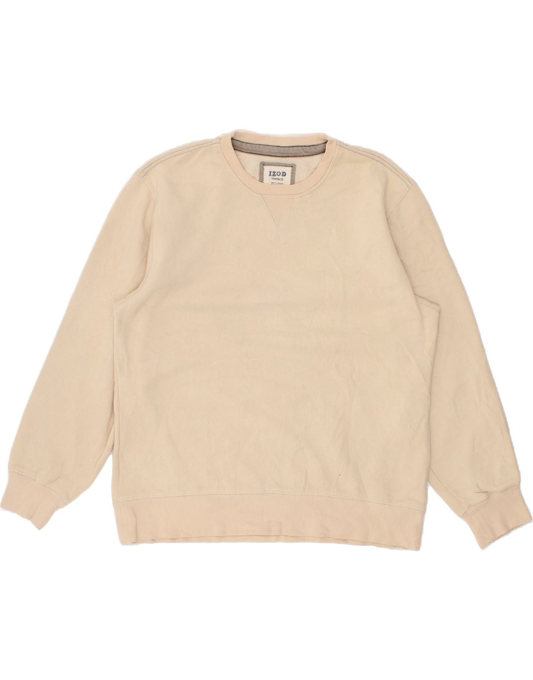 IZOD Mens Sweatshirt Jumper Large Beige Cotton Vintage Izod and Second-Hand Izod from Messina Hembry 
