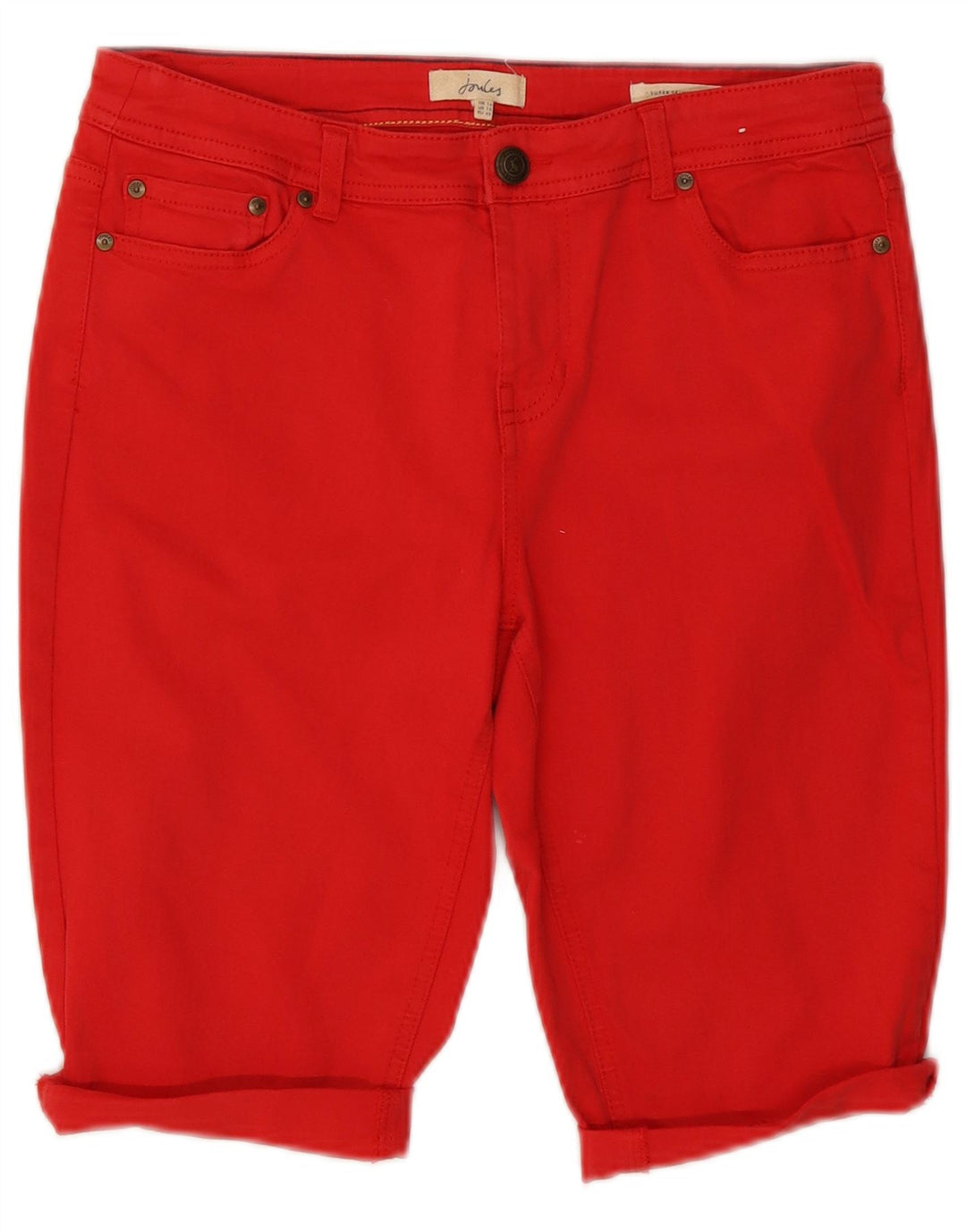 Joules Dame Bermuda Denim Shorts UK 14 Medium W30 Rød Bomuld