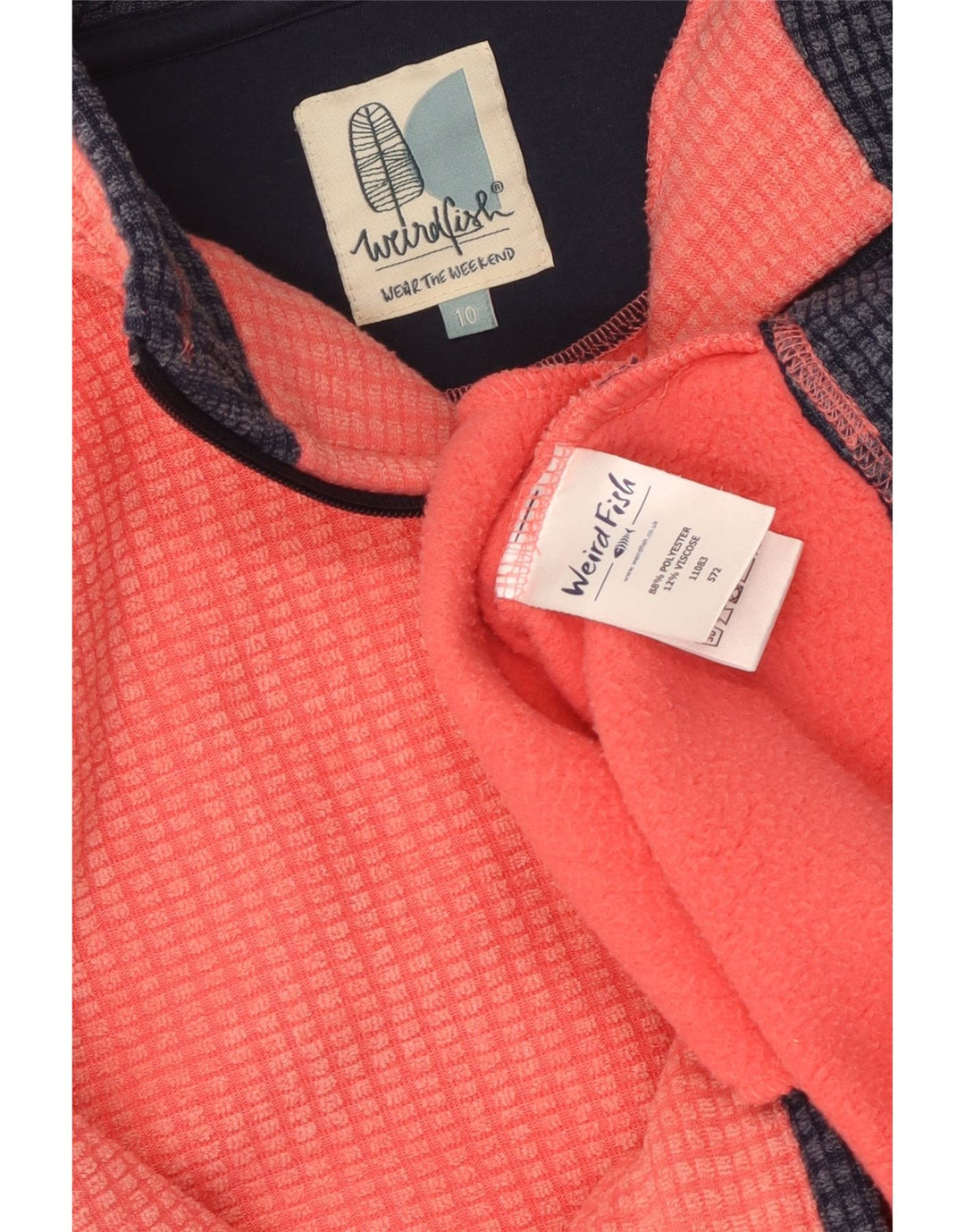 WEIRD FISH Dame Oversized Zip Neck Fleece Jumper UK 10 Small Orange