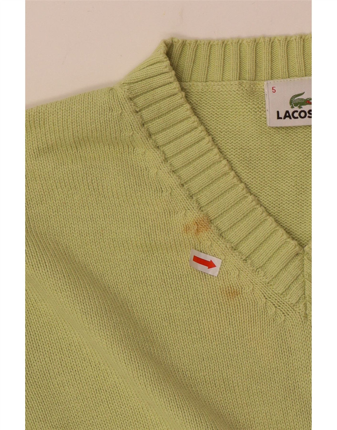 LACOSTE Herre V-hals sweater str. 5 Stor grøn bomuld