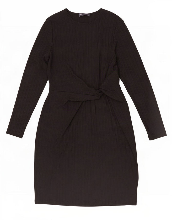 Marks & Spencer Dame Langærmet Skede Kjole UK 12 Medium Sort