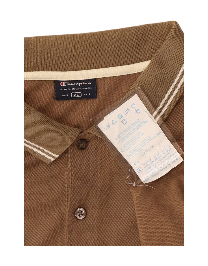 CHAMPION Mens Polo Shirt XL Brown Cotton