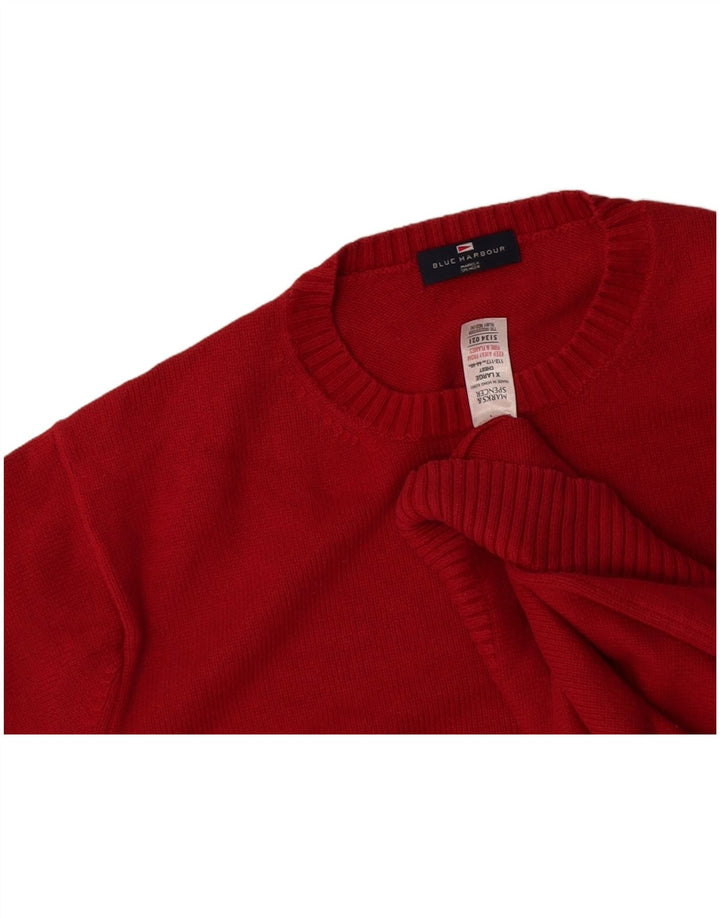 MARKS & SPENCER Mens Blue Harbour Crew Neck Jumper Sweater XL Red Cotton