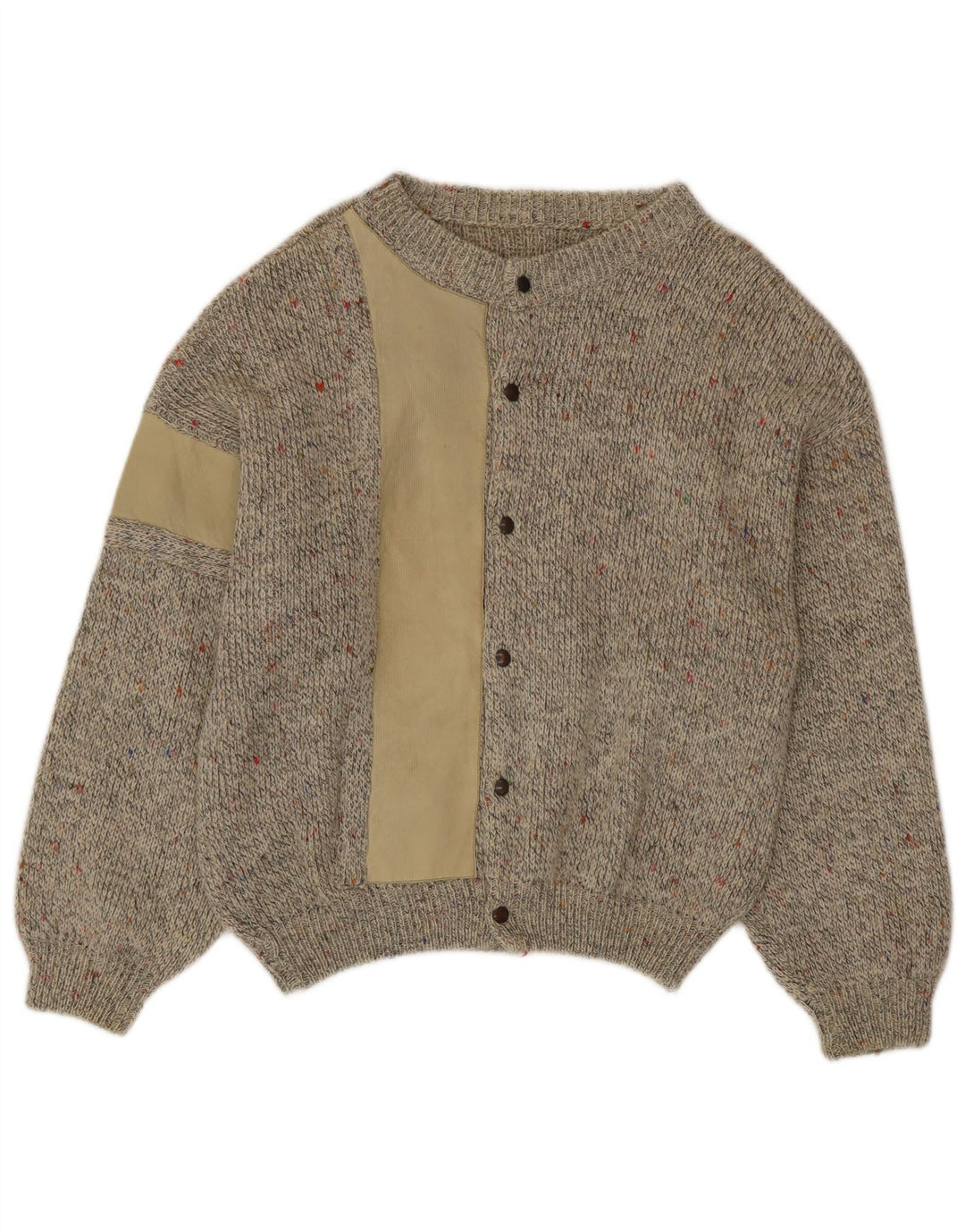 Vintage herre cardigan sweater Medium Beige Flecked Alpaca Uld