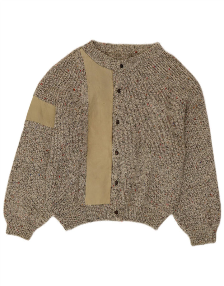 Vintage herre cardigan sweater Medium Beige Flecked Alpaca Uld