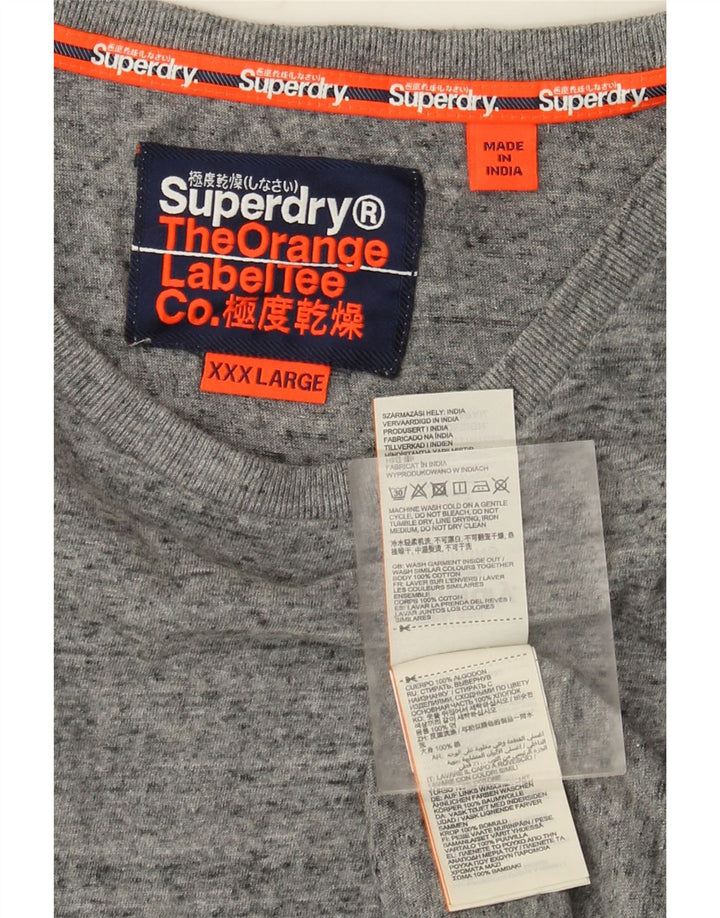 Superdry Herre T-shirt Top 3XL Grå Flecked Bomuld
