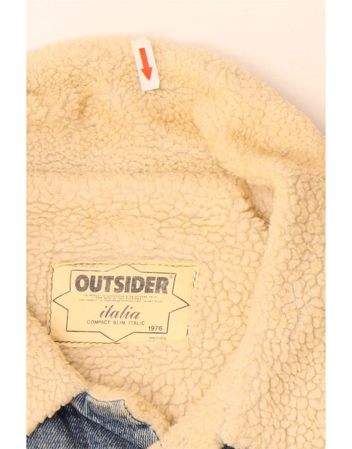 Outsider Herre Denim Sherpa Jacket UK 42 XL Blå Bomuld