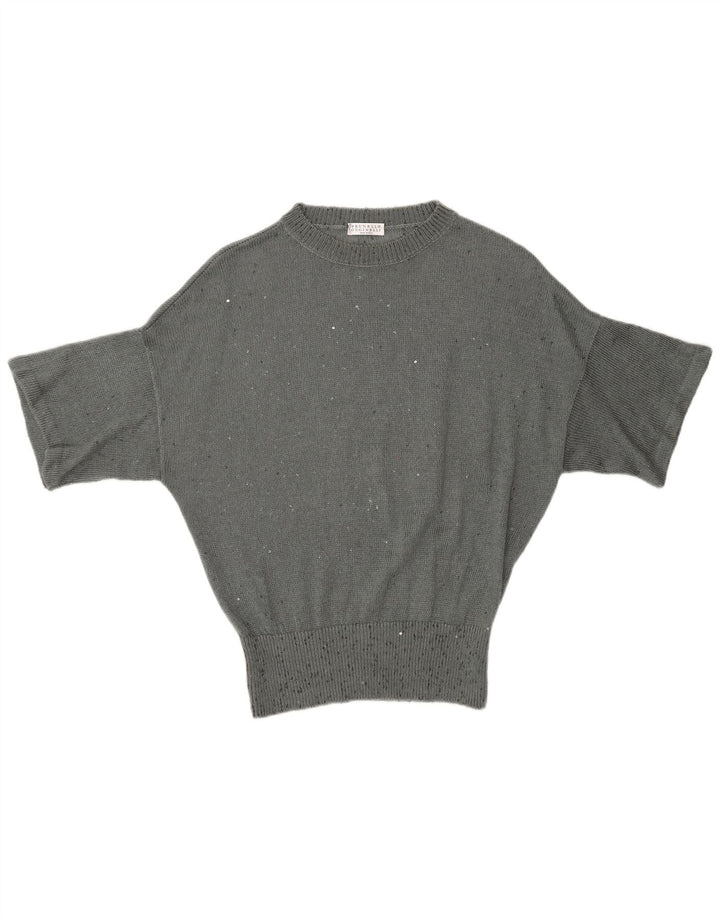 BRUNELLO CUCINELLI Dame sweater med rund hals DK 12 Medium Grå