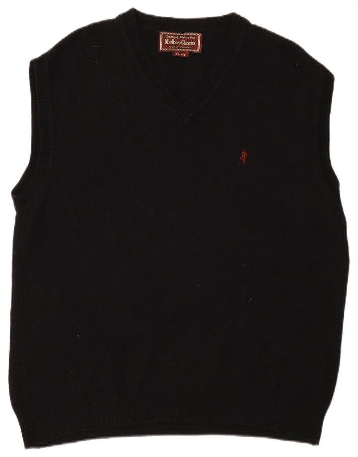 Marlboro Classics Herre V-hals sweater XL Sort Uld