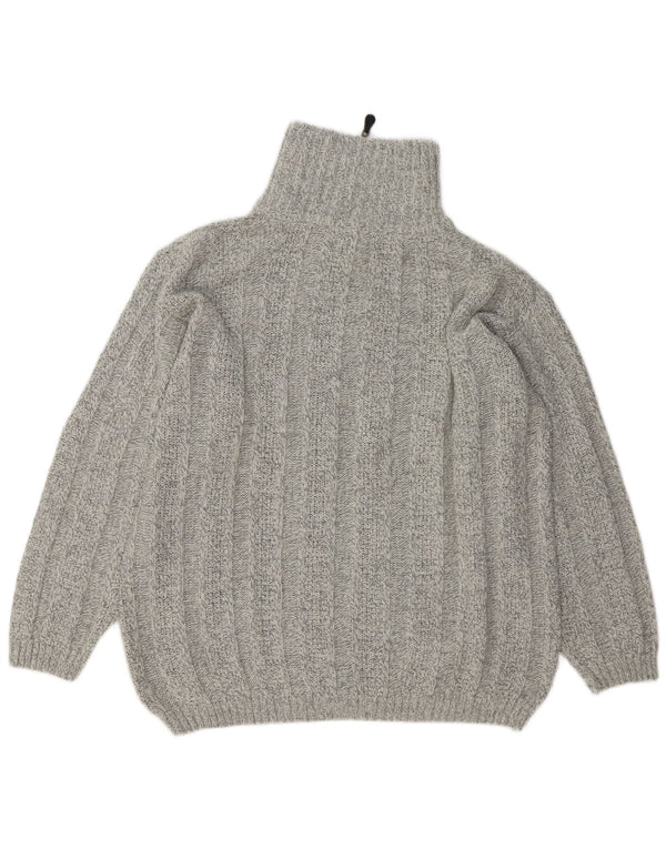 VINTAGE Herre Zip Neck Sweater XL Grå Uld
