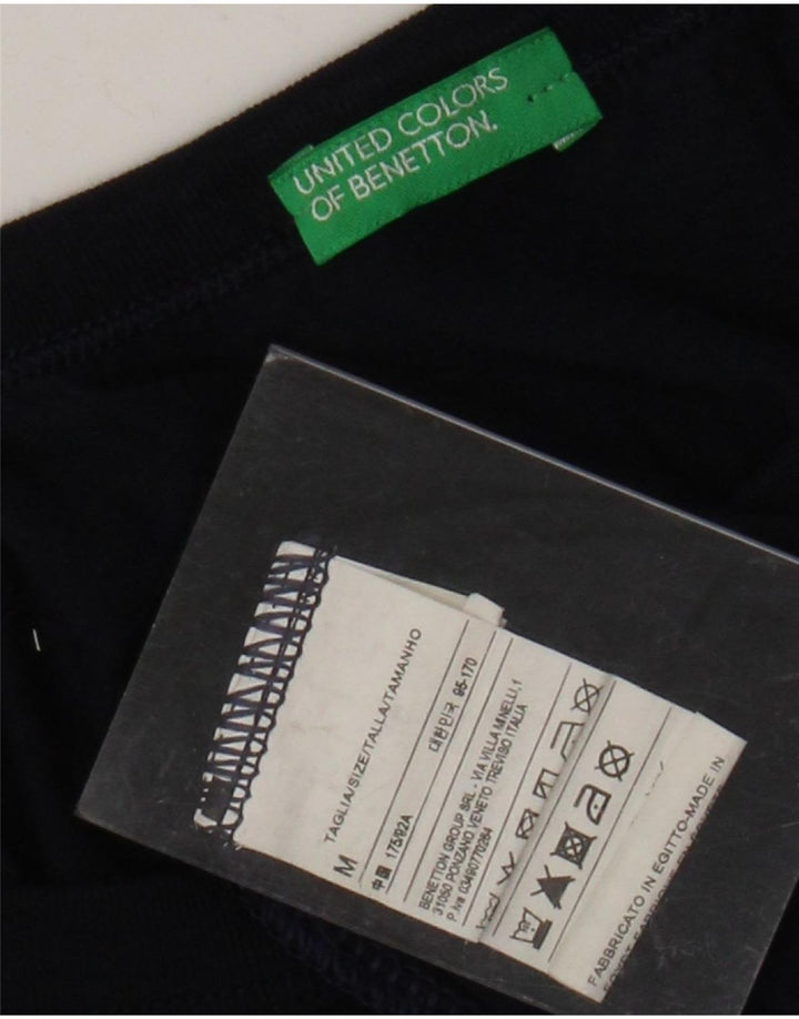 BENETTON Mens Graphic Top Long Sleeve Medium Navy Blue Cotton