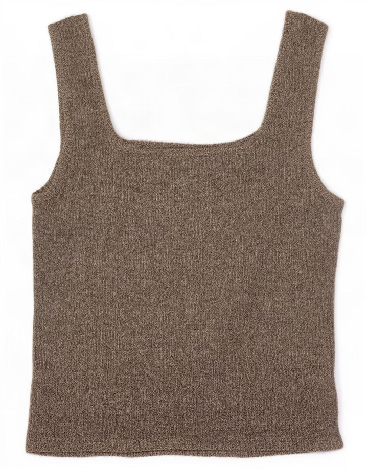 Topshop Dame Crop Knit Cami Top UK 12 Medium Grå