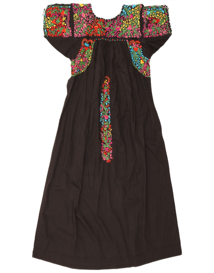 Vintage Dame Maxi Dress UK 12 Medium Black Floral